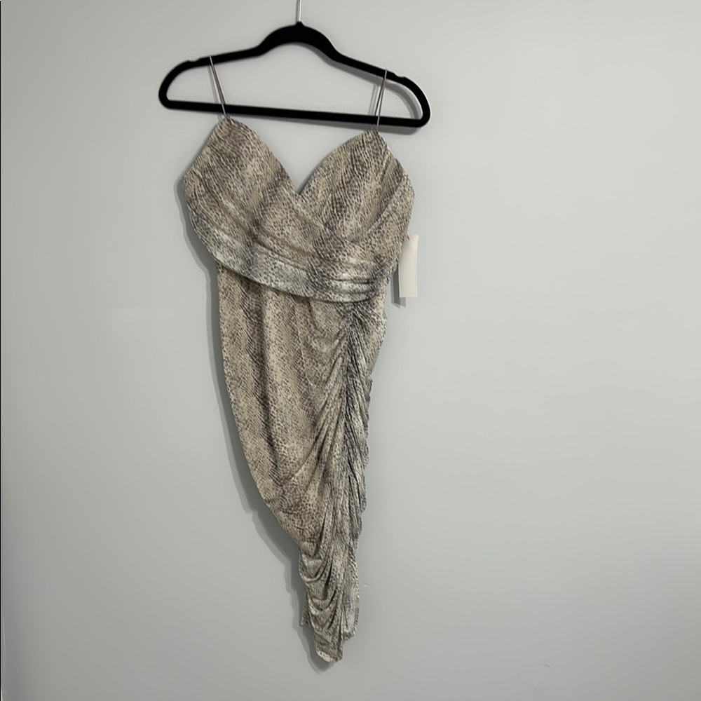 Snakeskin Asymmetrical Ruched Dress